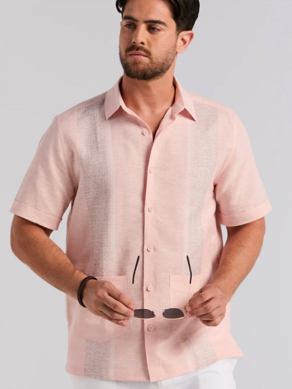 CUBAVERA 100% LINEN  2-POCKET GUAYABERA SHIRT SIZE SMALL  NWT